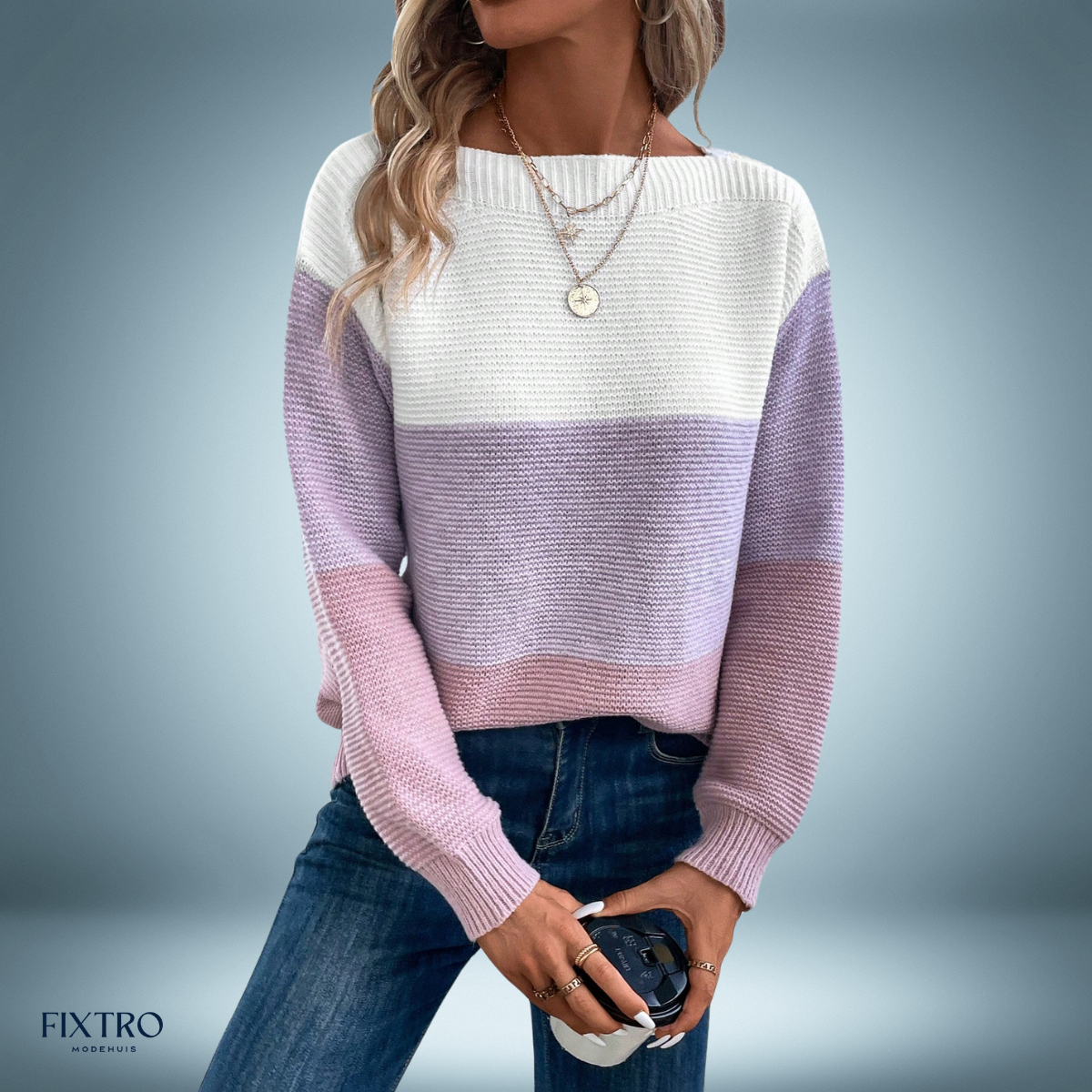 Cozy Charm | Elegant Tricolor Sweater