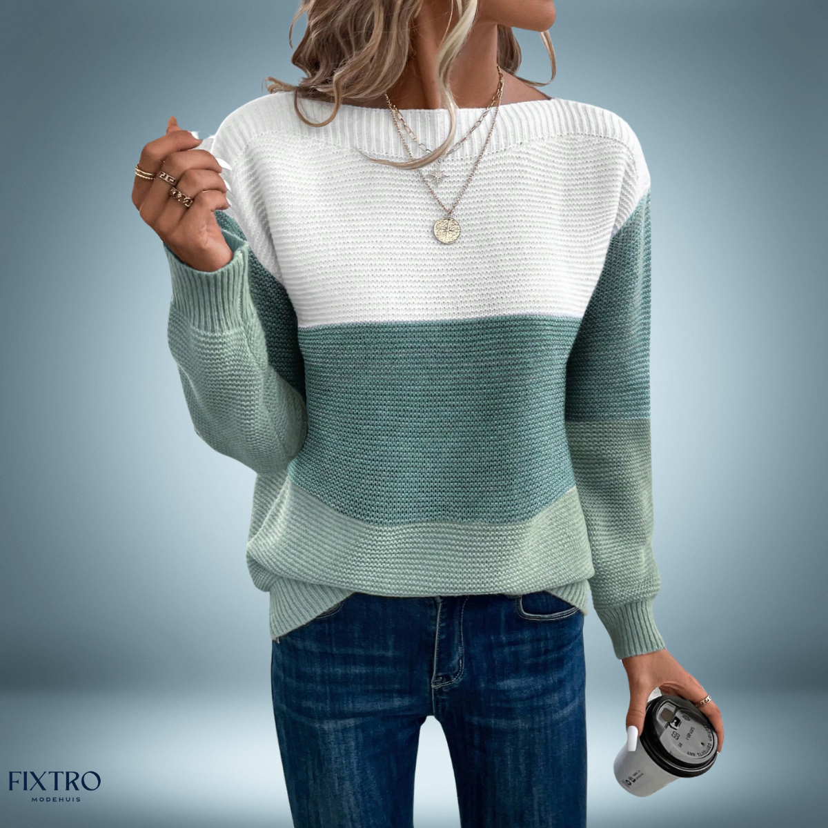 Cozy Charm | Elegant Tricolor Sweater