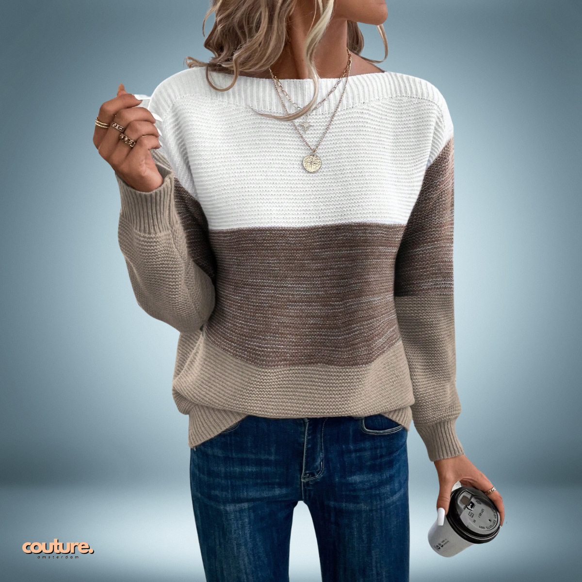 Cozy Charm | Elegant Tricolor Sweater