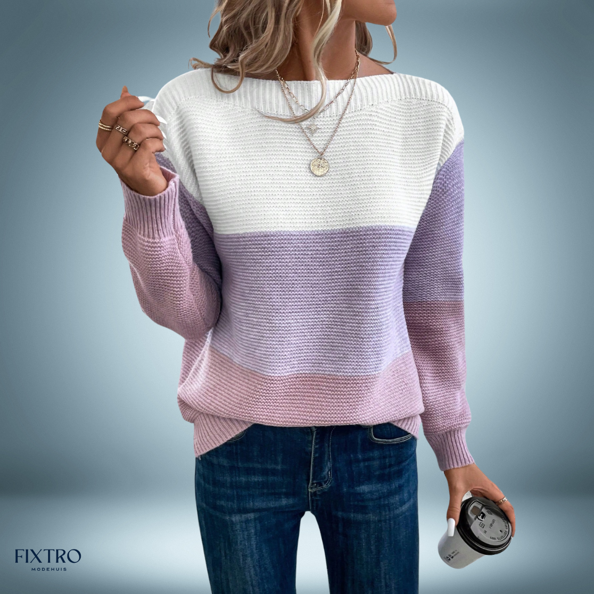 Cozy Charm | Elegant Tricolor Sweater