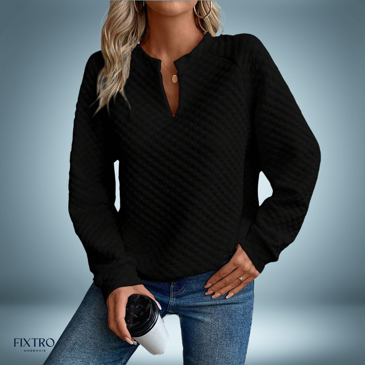 Cozy Charm | Deep V-Neck Sweatshirt