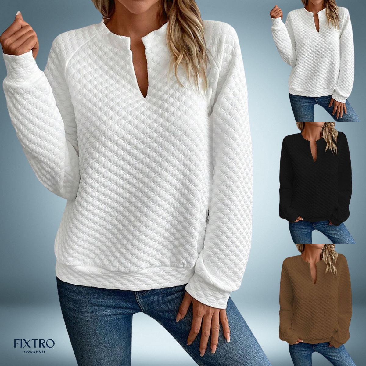 Cozy Charm | Deep V-Neck Sweatshirt