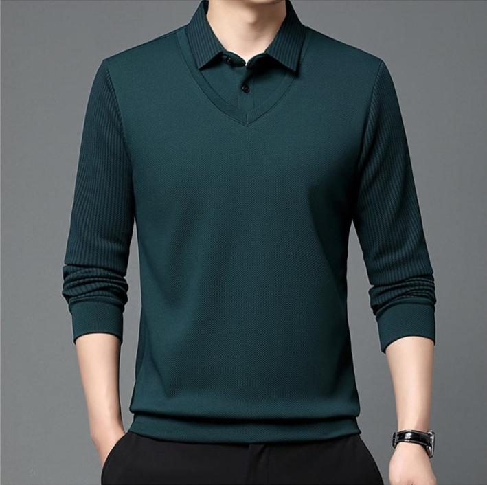 Sven™ - Elegant striped collar two-piece shirt