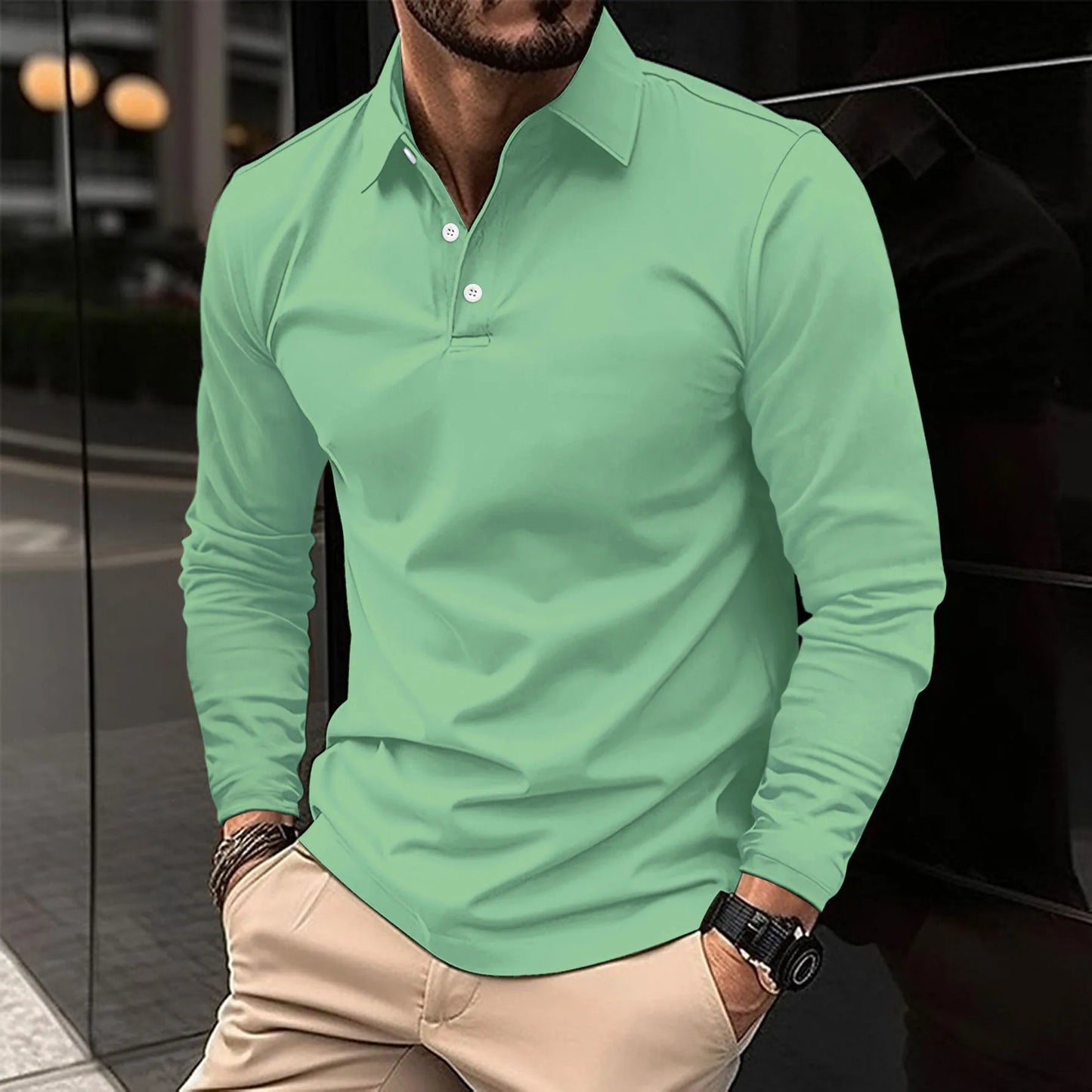 Vegas™ - Stylish casual polo with long sleeves