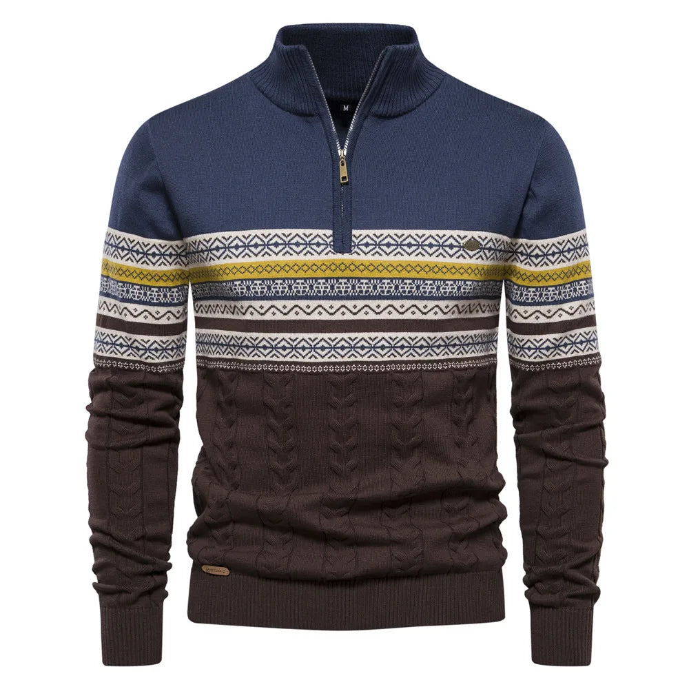 Thomas™ - Stylish Fair Isle Half Zip Sweater