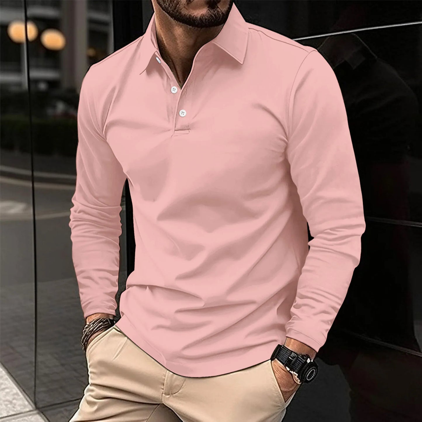 Vegas™ - Stylish casual polo with long sleeves