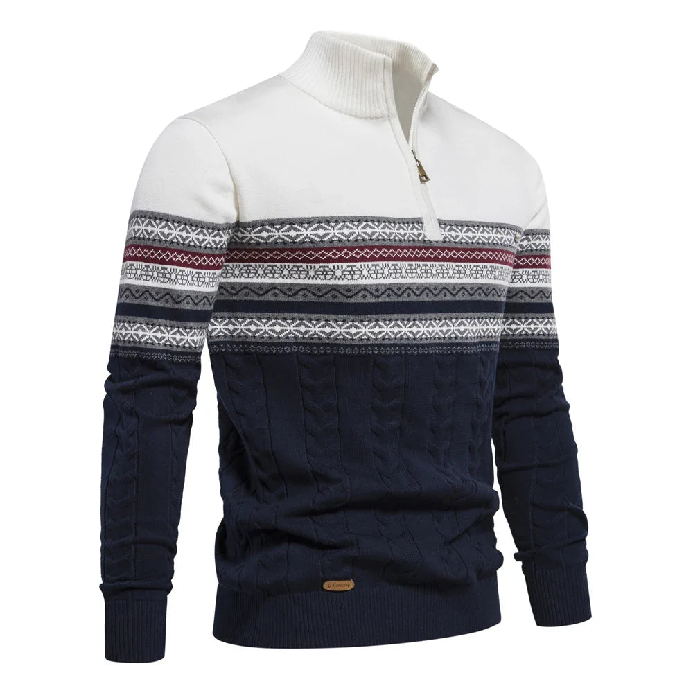 Thomas™ - Stylish Fair Isle Half Zip Sweater