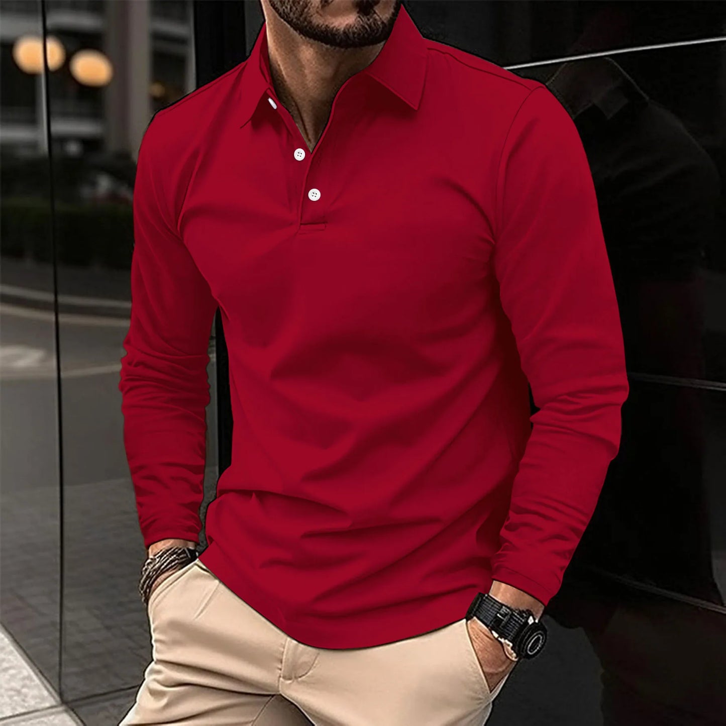 Vegas™ - Stylish casual polo with long sleeves