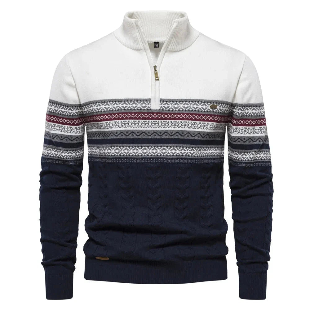 Thomas™ - Stylish Fair Isle Half Zip Sweater