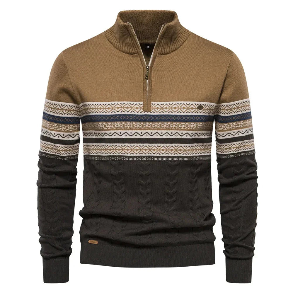 Thomas™ - Stylish Fair Isle Half Zip Sweater