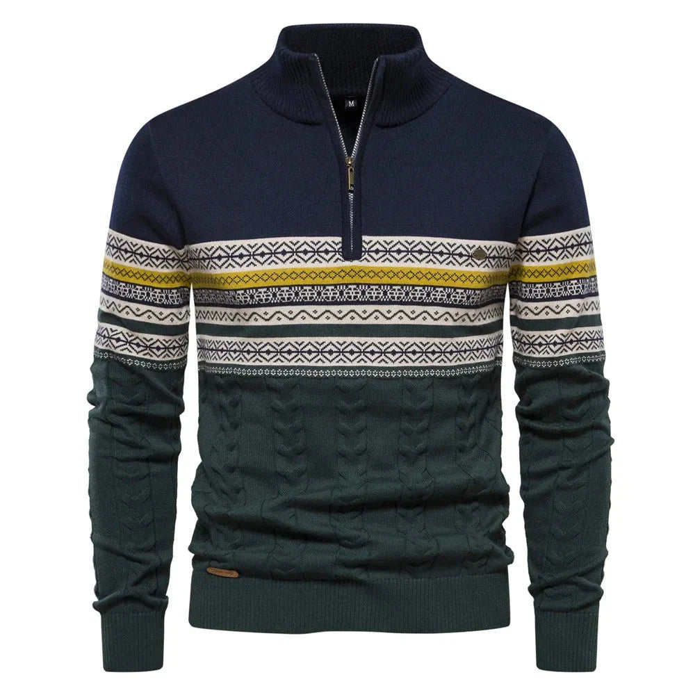 Thomas™ - Stylish Fair Isle Half Zip Sweater