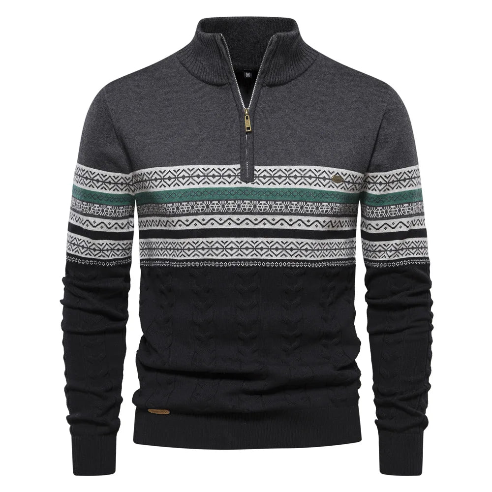 Thomas™ - Stylish Fair Isle Half Zip Sweater