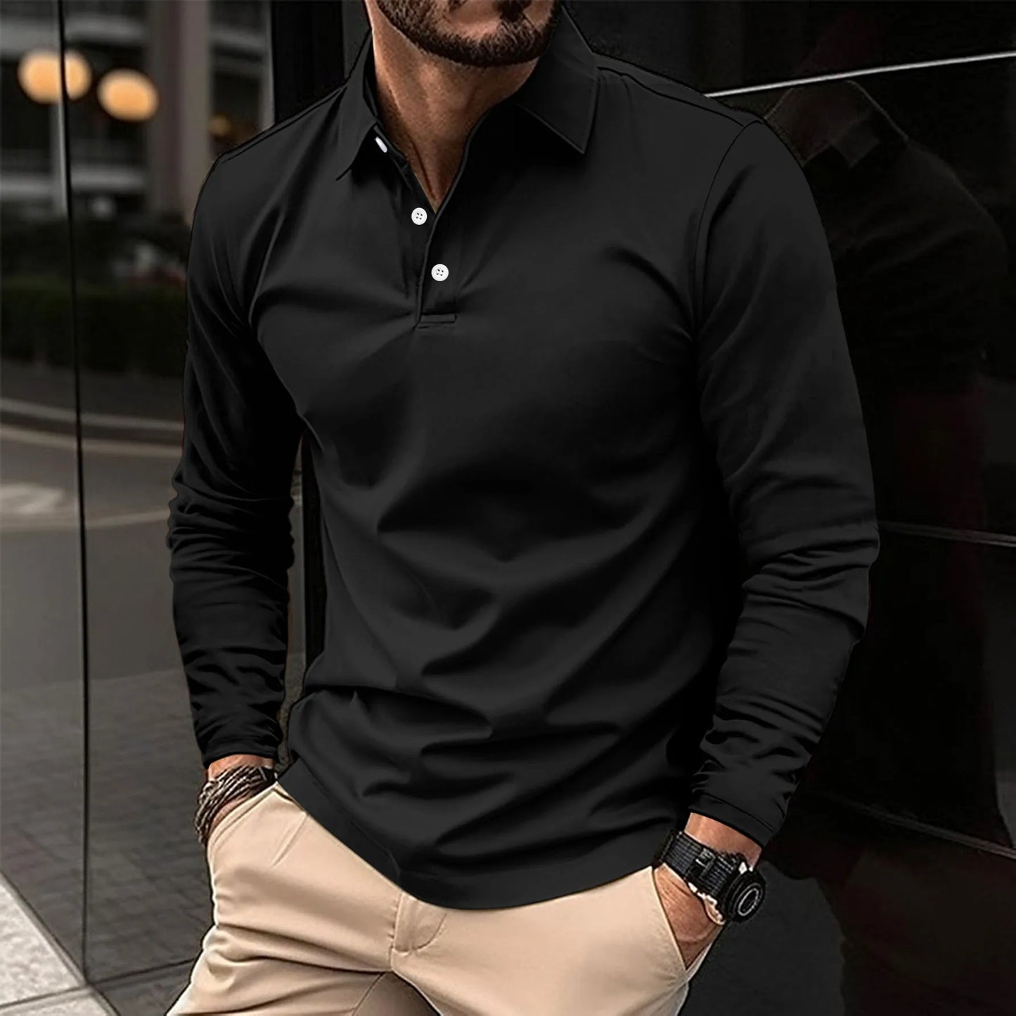 Vegas™ - Stylish casual polo with long sleeves