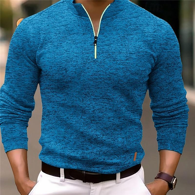 Sven™ - Stylish long sleeve polo shirt with stand-up collar