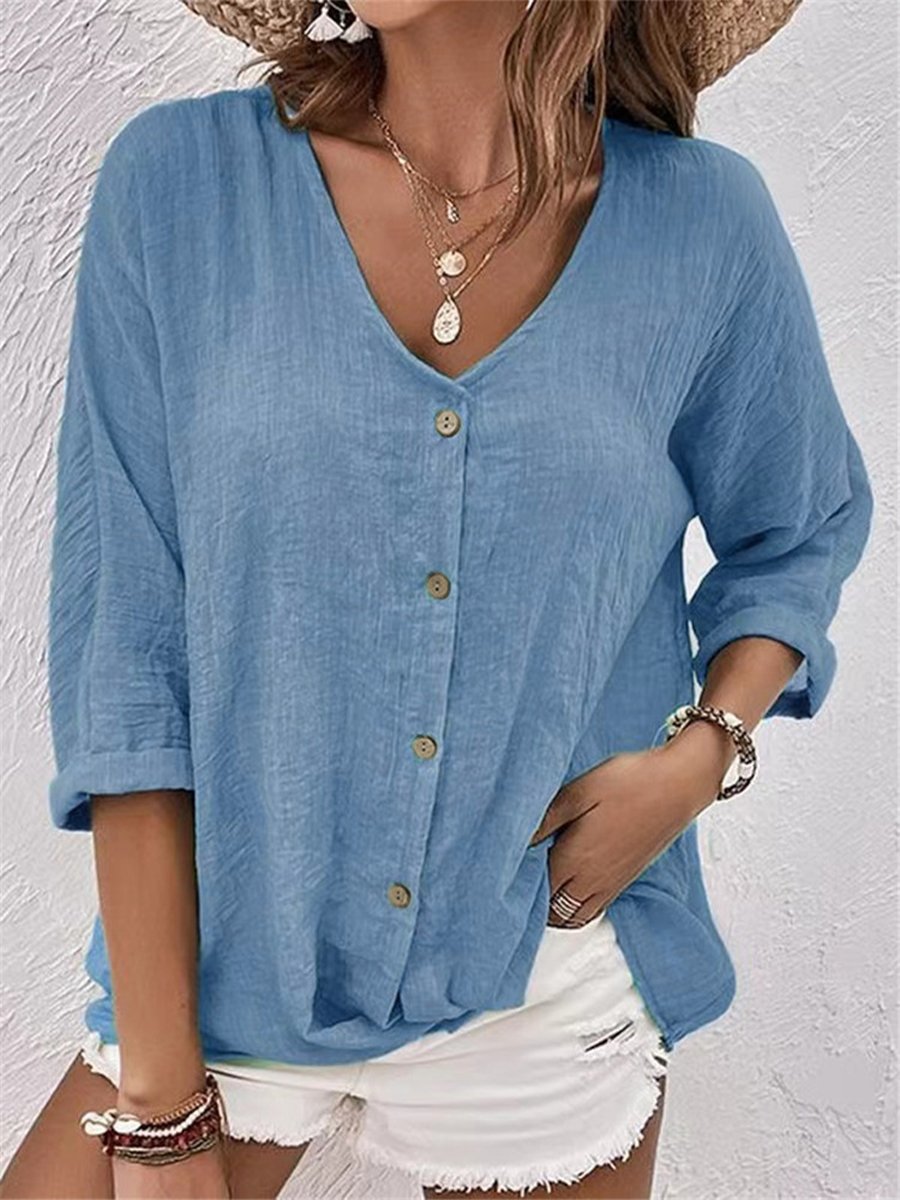 Adriana | Linen blouse with buttons | 1+1 Free