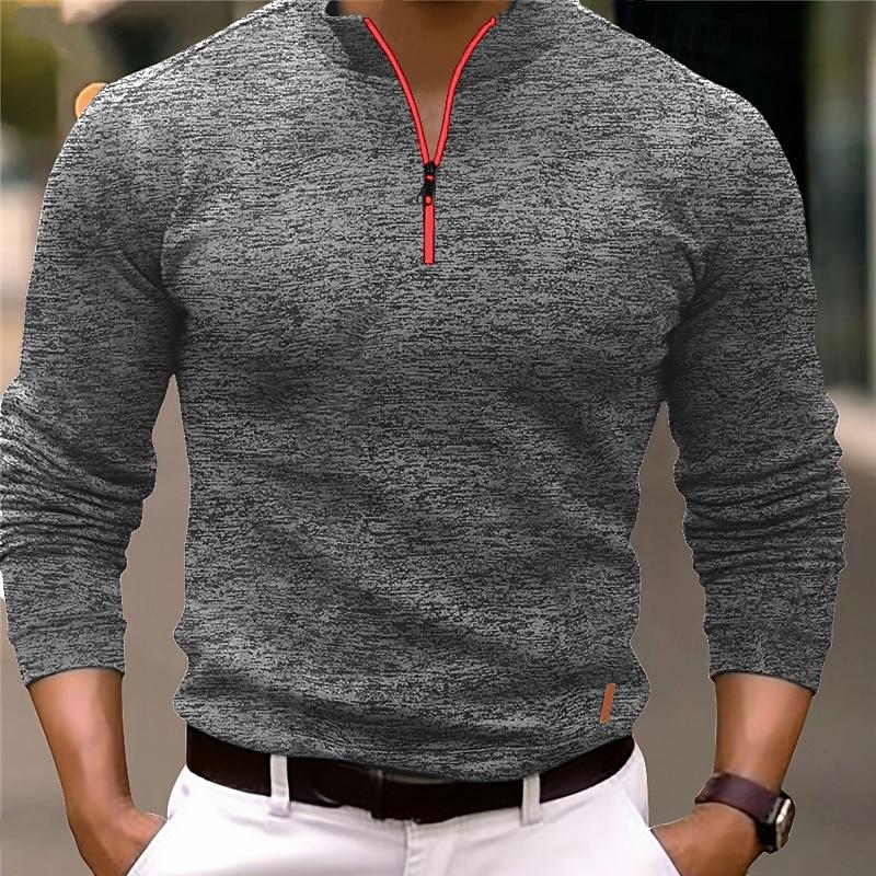 Sven™ - Stylish long sleeve polo shirt with stand-up collar