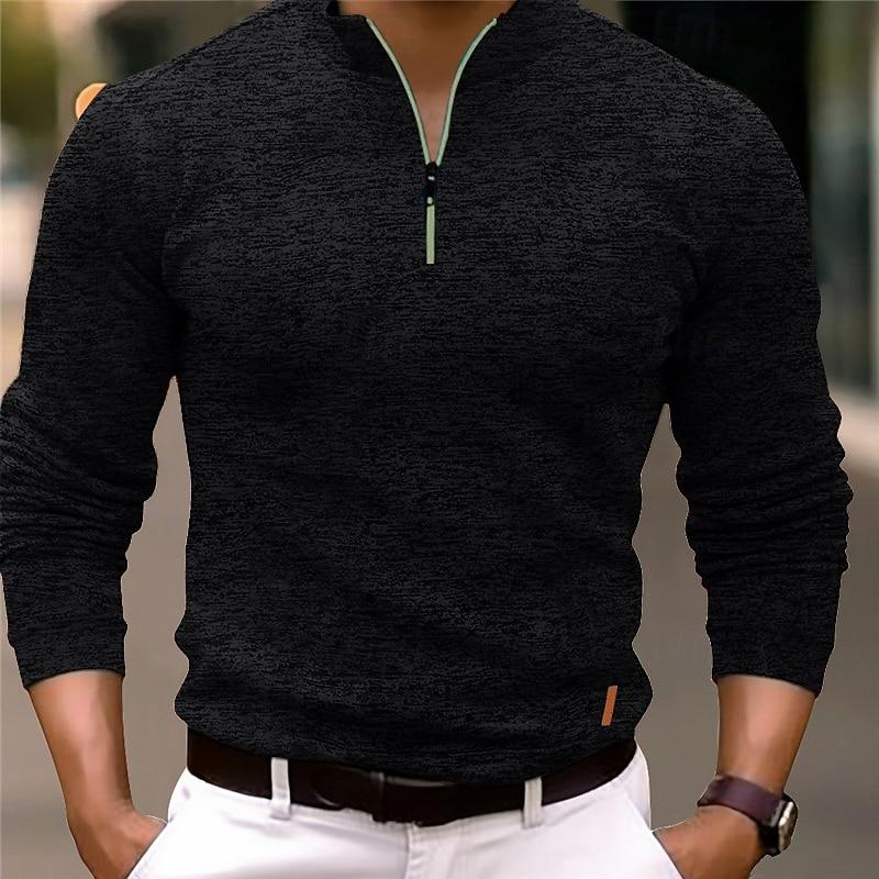 Sven™ - Stylish long sleeve polo shirt with stand-up collar