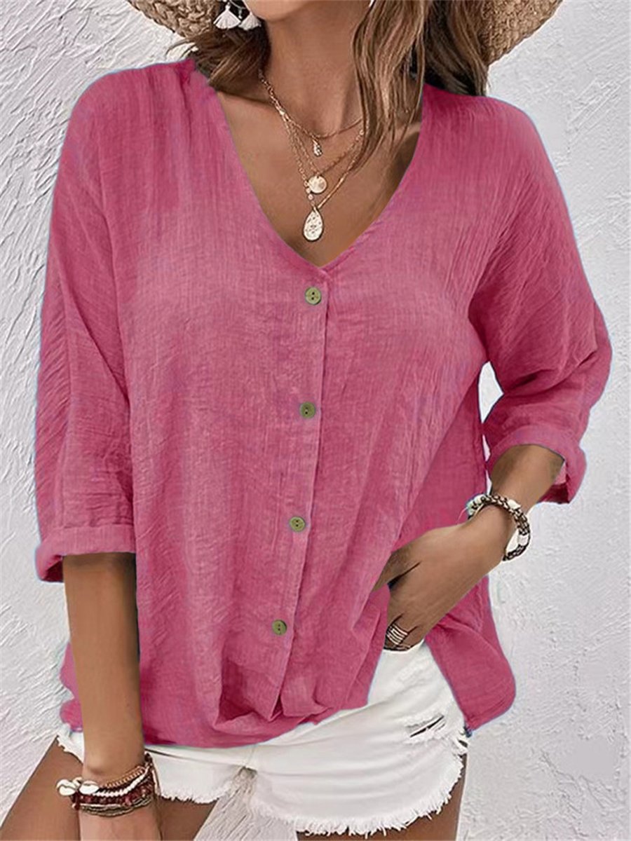 Adriana | Linen blouse with buttons | 1+1 Free