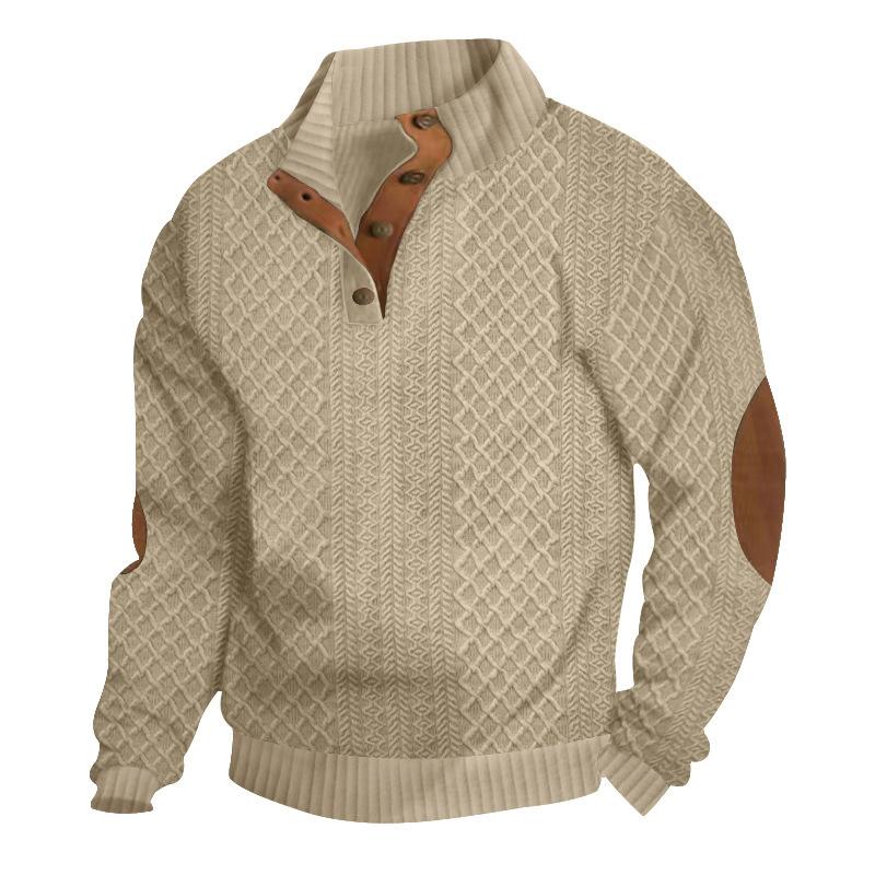 Joris™ - Comfortable stand-up collar, long sleeves, jacquard knitted sweater with hood