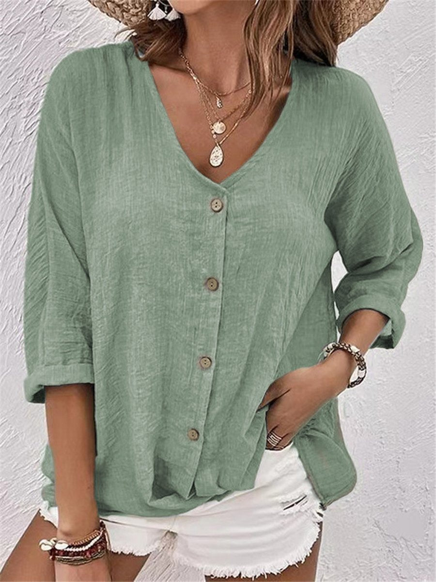 Adriana | Linen blouse with buttons | 1+1 Free