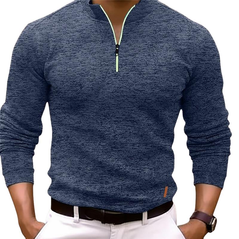 Sven™ - Stylish long sleeve polo shirt with stand-up collar