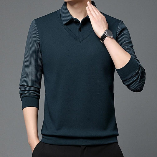 Sven™ - Elegant striped collar two-piece shirt