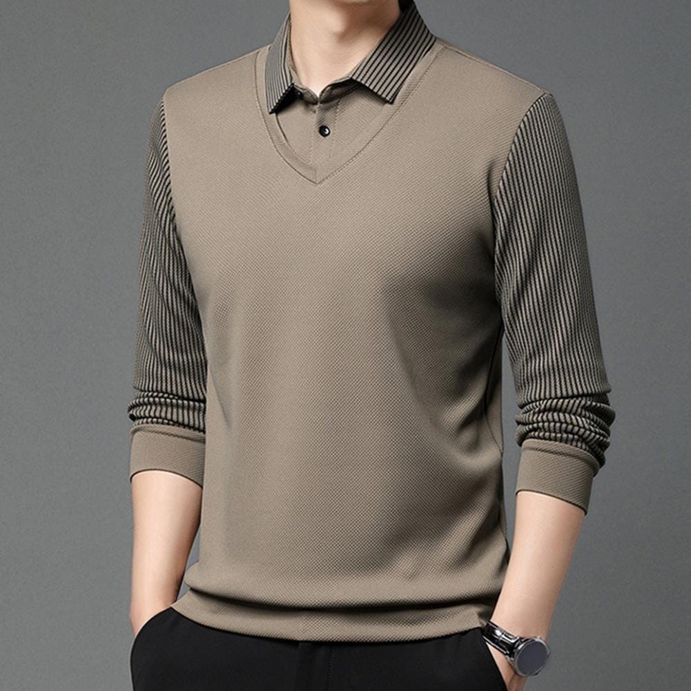 Sven™ - Elegant striped collar two-piece shirt