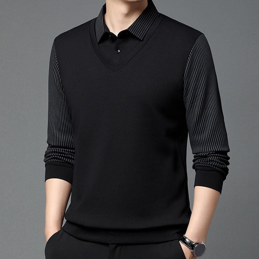 Sven™ - Elegant striped collar two-piece shirt