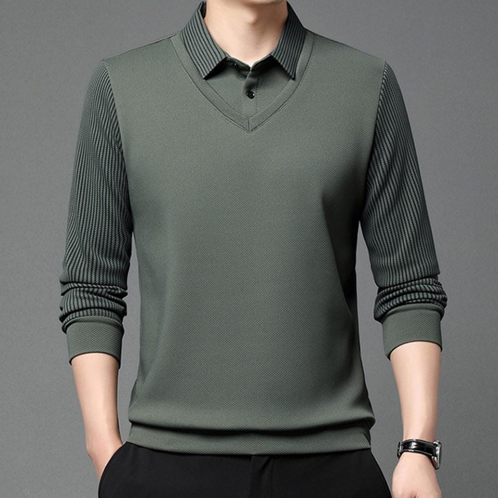 Sven™ - Elegant striped collar two-piece shirt