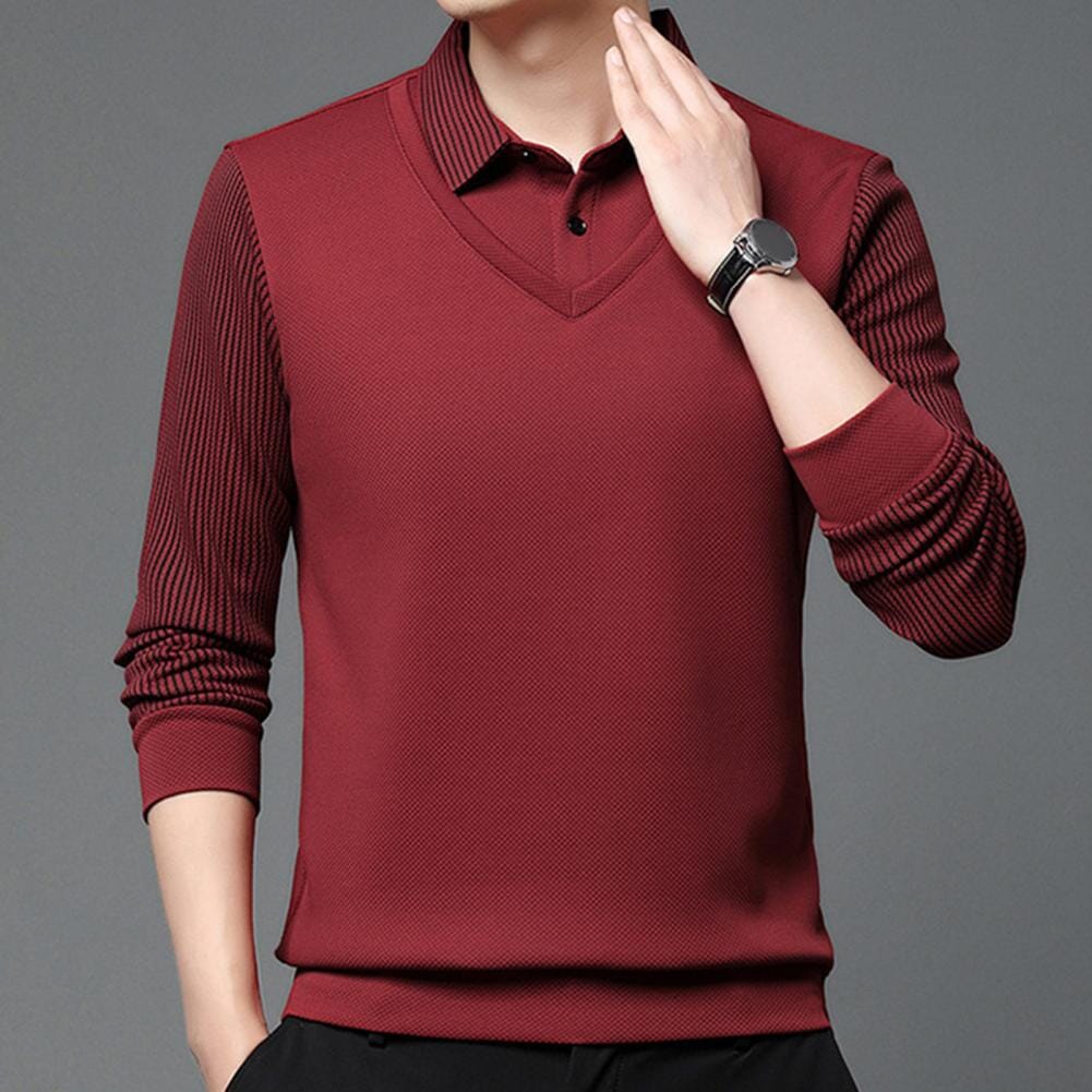 Sven™ - Elegant striped collar two-piece shirt